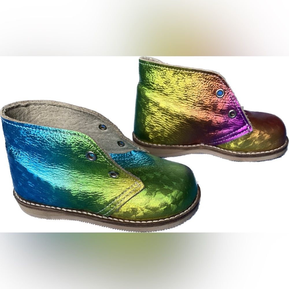 MON Petit hardsole leather toddler shoes PRISM pattern